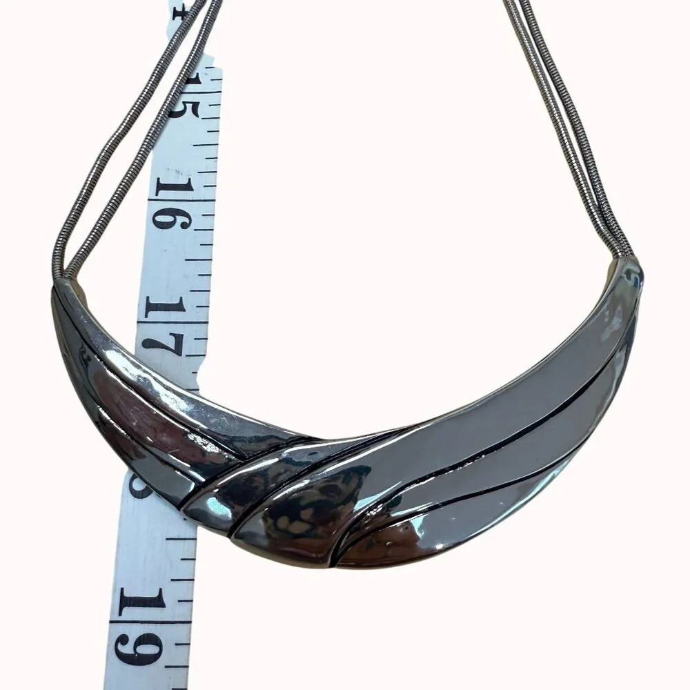Chicos Statement Silver-Tone Metal Necklace With Adjustable Chain‎